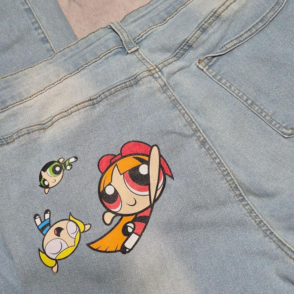 SHEIN X The Powerpuff Girls Light Wash Distressed Flare Jeans Y2K Size 1XL